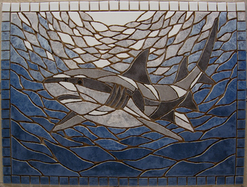 Mosaike auf Netz: Mosaikkunst : Hai im Ozean
